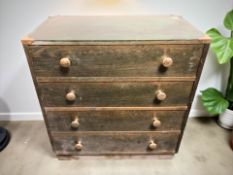 A 20th century continental pine and MDF four drawer chest with brass mounts,