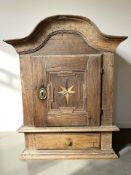 A 19th century continental oak single door wall cabinet width 63 cm