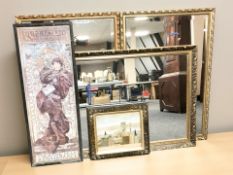 Two modern gilt framed mirrors, largest 101 cm x 71 cm,