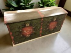 A 19th century Scandinavian painted pine domed blanket chest, 120 cm x 60 cm x 60 cm.