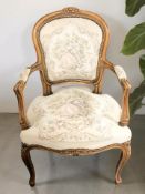 A continental carved beech salon armchair