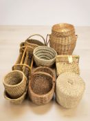 A collection of wicker baskets.