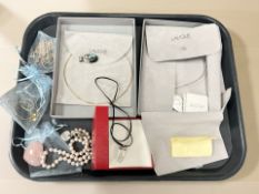 A group of contemporary jewellery to include Lalique sterling silver torsion necklace with pendant,