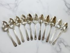 An assortment of Georgian silver dessert spoons,
