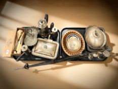 A Victorian silver mounted parasol (af),