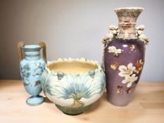 A Burmantofts Art Nouveau pottery jardiniere, diameter 40 cm,