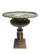 A Victorian brass pedestal planter, height 32 cm.