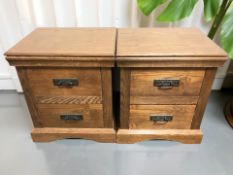 A pair of reproduction oak bedside stands,