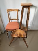A beech tripod stool,
