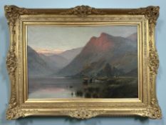 Alfred Fontville de Breanski (British, 1877-1957) : Evening - The Borders of the Loch,