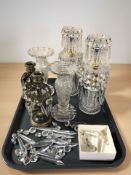 A group of Victorian crystal table lustres (damages)