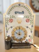 A very large early 20th century continental chiming wall clock with painted and gilt Carpe Diem