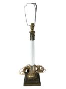 An early 20th century porcelain and gilt brass table lamp, height 73 cm including fitting.