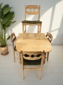 A Danish blonde oak drop leaf extending dining table, 160 cm x 85 cm x 75 cm,