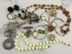 A group of jewellery including a lady's 9ct gold wristwatch signed Audax,