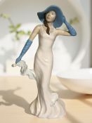 An Art Deco style chalk figure of a lady in summer hat, height 40 cm.
