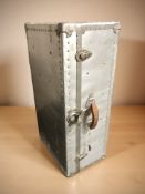 An aluminium covered trunk, width 86 cm.