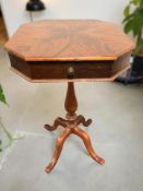 A reproduction mahogany octagonal pedestal table,