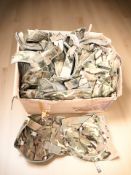 A group of military DPM clothing and accessories including shoulder pads, collars,