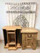 A modern pine bedside cupboard,