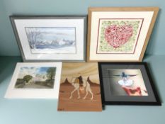 Anne Skyrne : A mountainous loch in winter, watercolour, 23 cm x 36 cm,