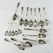 An assortment of Georgian and later silver teaspoons,