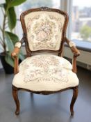 A continental carved beech salon armchair