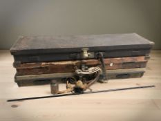 An antique brass-mounted leather shotgun case bearing the name 'J.A.