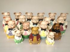 A group of Ellgreave Mr Pig pottery piggy banks.