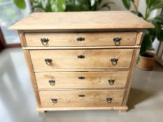 An early 20th century continental pine four drawer chest,