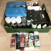 New tins of spray paint, wood glue, silicon,