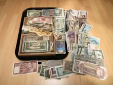 A large quantity of world bank notes including British American India China etc