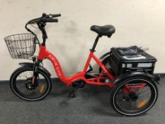 A Jorvik Jet-E2 FH Elite Front hub dual battery folding electric tricycle, with instruction manual,