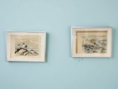 Danish School : A pair of colour prints depicting birds,