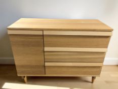An oak effect MDF chest of drawers,