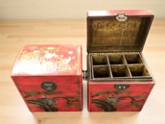 A pair of Oriental lacquered dome chests,