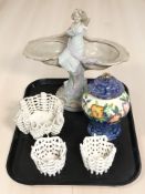 A Royal Dux centrepiece in the form of two ladies within an oyster shell (restored),