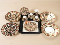 A group of Royal Crown Derby Imari porcelain pattern 1128 including set of four plates,