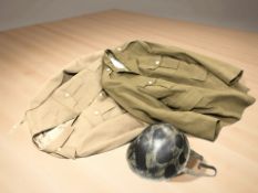 A military helmet and two tunics (1 box)