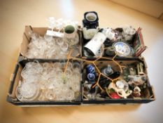 Assorted crystal drinking glasses, collector's plates,