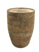 A coopered oak barrel,