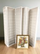 A pair of contemporary three fold screens,
