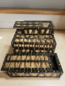 Three porcupine quill boxes,