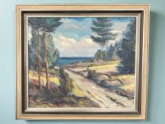 Continental School : View on sand dunes, oil on canvas,