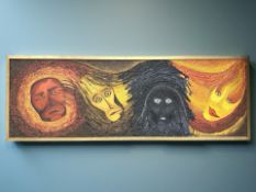 Continental School : Abstract faces, impasto oil on board,