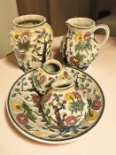 Five pieces of H J Wood Staffordshire Indian tree china