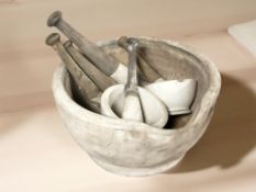 A large ceramic mortar, diameter 36 cm,