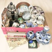 Assorted ceramics including a contemporary Delft vase, Chinese blue and white prunus ginger jar,