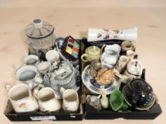 Assorted ceramics including a rum topped storage jar, tea china,