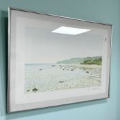 After Axel Niels : View of a shoreline, colour print signed in pencil, numbered 1/158,